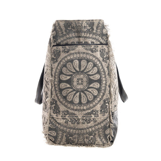 Myra Carmela Printed Canvas Weekender Bag â€“ Leather Handles with Buckle Strap, Spacious Travel Tote for Western Getaways, Myra USA - A Blissfully Beautiful Boutique