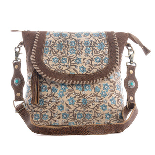 Myra San Ysidro Falls Paisley Print Shoulder Bag for Women – Leather Straps with Turquoise Stud Detailing for Carnival Adventures, Myra USA - A Blissfully Beautiful Boutique