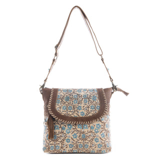 Myra San Ysidro Falls Paisley Print Shoulder Bag for Women – Leather Straps with Turquoise Stud Detailing for Carnival Adventures, Myra USA - A Blissfully Beautiful Boutique