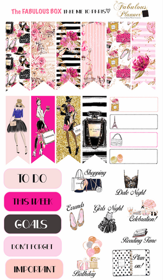 4 Sheets Take me to Paris Matte Stickers Kit
