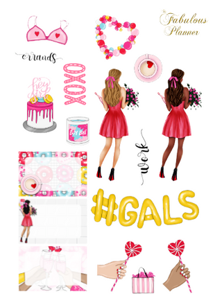 3 Sheets Galentines Day Stickers, The Fabulous Planner - A Blissfully Beautiful Boutique