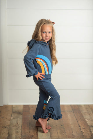 Navy Rainbow Hooded Set, Oopsie Daisy - A Blissfully Beautiful Boutique