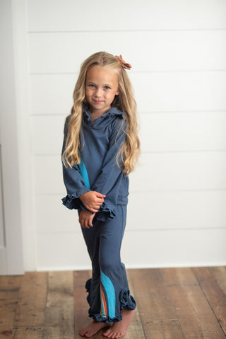 Navy Rainbow Hooded Set, Oopsie Daisy - A Blissfully Beautiful Boutique