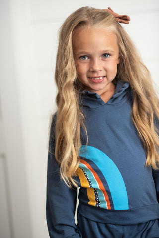 Navy Rainbow Hooded Set, Oopsie Daisy - A Blissfully Beautiful Boutique