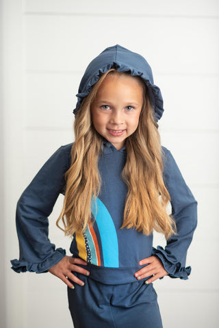 Navy Rainbow Hooded Set, Oopsie Daisy - A Blissfully Beautiful Boutique