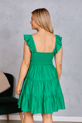 It's My Day Green Smocked Top Mini Dress