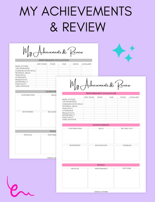 Achievements and Review Worksheet, Jessica Autumn - A Blissfully Beautiful Boutique