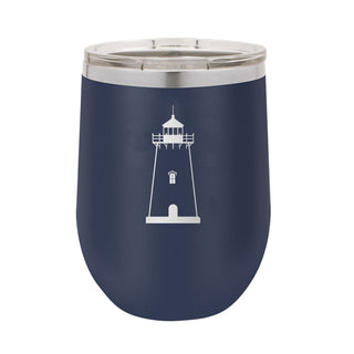 Lighthouse Navy 12oz Insulated Wine Tumbler