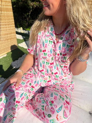 Pink Summer Spritz - Short Sleeve + Pant Pajama Set, KenzKustomz - A Blissfully Beautiful Boutique