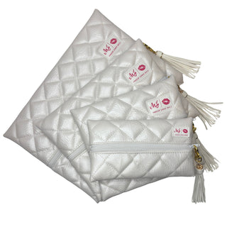 Quilted Pearl, Makeup Junkie Bags - A Blissfully Beautiful Boutique