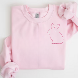 Stitched Bunny Left Chest Embroidered Sweatshirt | QUICK SHIP, Merch Girls - A Blissfully Beautiful Boutique