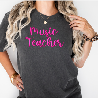 Music Teacher 3D Puff Embroidered Shirt, Merch Girls - A Blissfully Beautiful Boutique