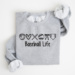 Baseball Life Embroidered Sweatshirt - QUICK SHIP, Merch Girls - A Blissfully Beautiful Boutique
