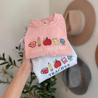 Teacher Icon Embroidered Short Sleeve Tee, Merch Girls - A Blissfully Beautiful Boutique