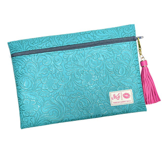Turquoise Dream Top Zip, Makeup Junkie Bags - A Blissfully Beautiful Boutique