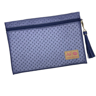 Blue Diamond Ostrich Top Zip, Makeup Junkie Bags - A Blissfully Beautiful Boutique