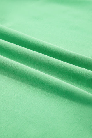 Mint Green V Neck Drop Shoulder Tee and Patchwork Drawstring Shorts Set