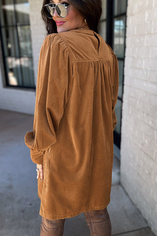 corduroy pleated mini dress Alfalfa Corduroy Mini Dress | Chocolate | Womens