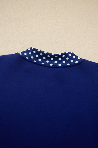 Burgundy Colorblock Polka Dot Contrast Trim Oversized Sweatshirt