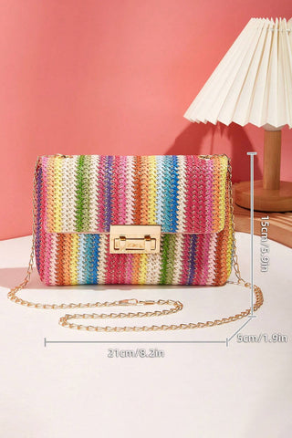 Multicolour Bohemian Woven Gold Chain Shoulder Bag, Dear-Lover Dropshipping - A Blissfully Beautiful Boutique