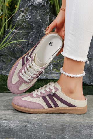 Pink Eyelet PU Leather Patchwork Color Pop Sneakers, Dear-Lover Dropshipping - A Blissfully Beautiful Boutique
