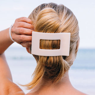 Almond Beige Large Flat Rectangle Hair Clip, TELETIES - A Blissfully Beautiful Boutique