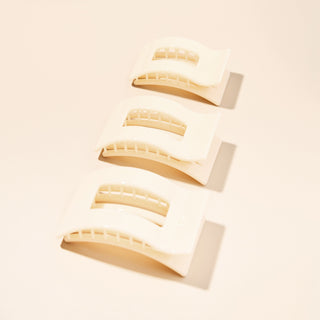 Almond Beige Large Flat Rectangle Hair Clip, TELETIES - A Blissfully Beautiful Boutique