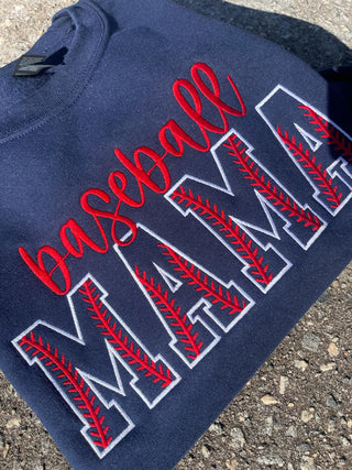 Custom Baseball Stitch Text Embroidered Comfort Color Tee or Gildan Sweatshirt with Sleeve Detail, Merch Girls - A Blissfully Beautiful Boutique
