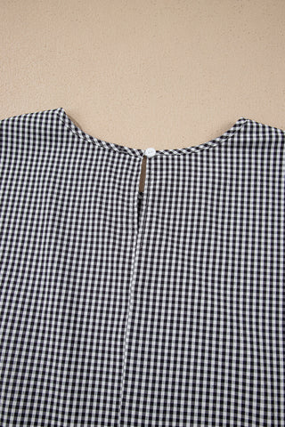 Black Plus Size Plaid Bow Decor Bell Sleeve Round Neck Jumper, Dear-Lover Dropshipping - A Blissfully Beautiful Boutique