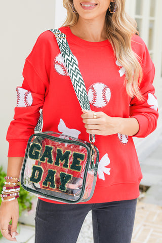 Blackish Green GAME DAY Chenille Embroidered Clear PVC Shoulder Bag, Dear-Lover Dropshipping - A Blissfully Beautiful Boutique
