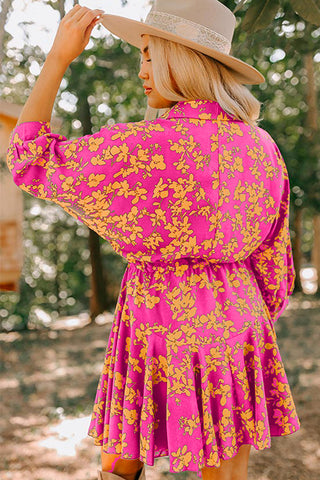 Pink Floral Print Drawstring Tunic Flowy Short Dress | A Blissfully Beautiful Boutique Pink Floral Print Drawstring Tunic Flowy Short Dress | A Blissfully Beautiful Boutique