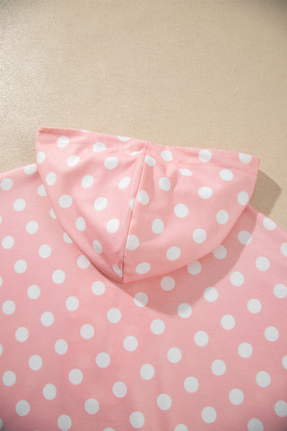 Orange Polka Dot Hooded Long Sleeve Top Casual Mini Skort Set