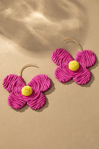 Raffia straw flower earrings, ShopCottonBelles - A Blissfully Beautiful Boutique