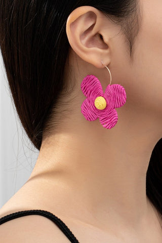 Raffia straw flower earrings, ShopCottonBelles - A Blissfully Beautiful Boutique