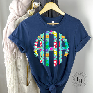 Back To School Doodle Monogram Graphic Tee, Merch Girls - A Blissfully Beautiful Boutique