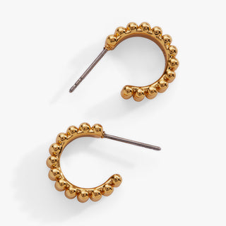 Gold Beaded Huggie Hoop Earring