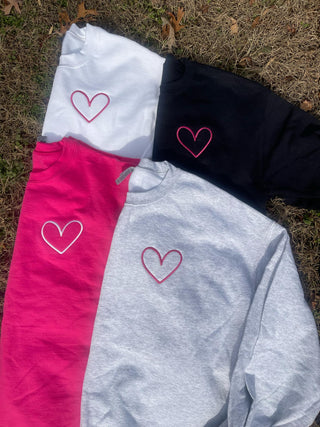 Heart Left Chest Embroidered Sweatshirt- Youth - QUICK SHIP, Merch Girls - A Blissfully Beautiful Boutique