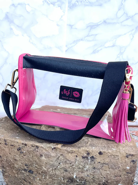 Makeup Junkie Bags - Fan Girl Black Ostrich In The Clear   Pre-Order
