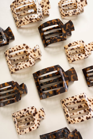 Blonde Tortoise Medium Flat Square Hair Clip, TELETIES - A Blissfully Beautiful Boutique