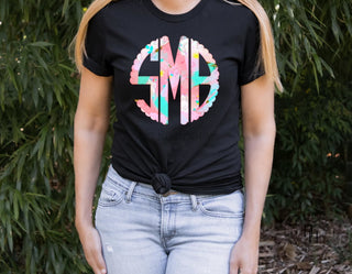 Bright Spring Swirl Monogram Graphic Tee, Merch Girls - A Blissfully Beautiful Boutique
