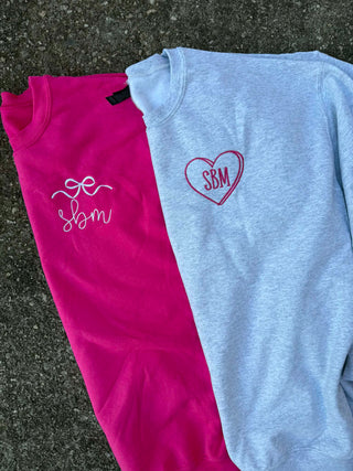 Valentine's Day Monogram Embroidered Sweatshirt, Merch Girls - A Blissfully Beautiful Boutique