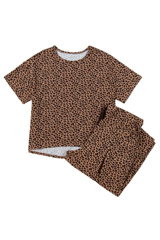 Brown Plus Size Leopard Loose Top Pleated Pants Set, Dear-Lover Dropshipping - A Blissfully Beautiful Boutique