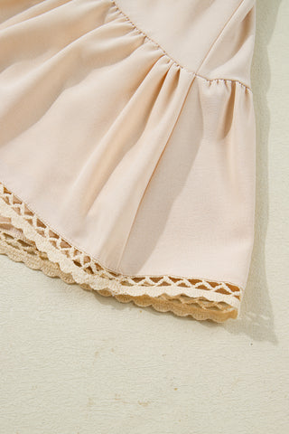 Parchment Plus Size Frilled Elastic Waist Lace Trim Boho Ruffled Shorts, Dear-Lover Dropshipping - A Blissfully Beautiful Boutique