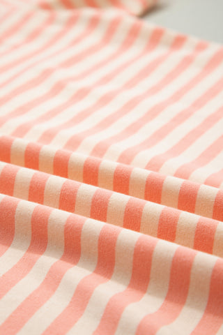 Pink Stripe Drop Shoulder T Shirt and Shorts Plus Size Summer Set, Dear-Lover Dropshipping - A Blissfully Beautiful Boutique
