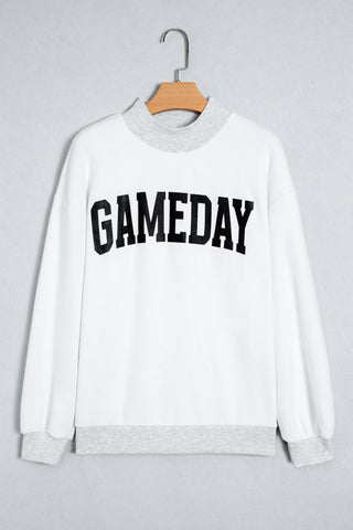 Light Grey High Neck GAMEDAY/ FOOTBALL Double Side Printed Reversible Sweatshirt