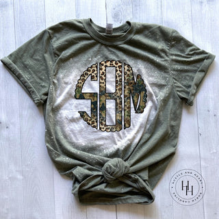 Camo Leopard Monogram Bleach Graphic Tee, Merch Girls - A Blissfully Beautiful Boutique