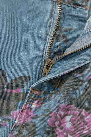 Sky Blue Garden Floral Print Bootcut Jeans, Dear-Lover Dropshipping - A Blissfully Beautiful Boutique