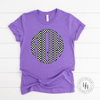 Checkerboard Monogram Graphic Tee, Merch Girls - A Blissfully Beautiful Boutique