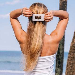 Coconut White Large Flat Rectangle Hair Clip, TELETIES - A Blissfully Beautiful Boutique