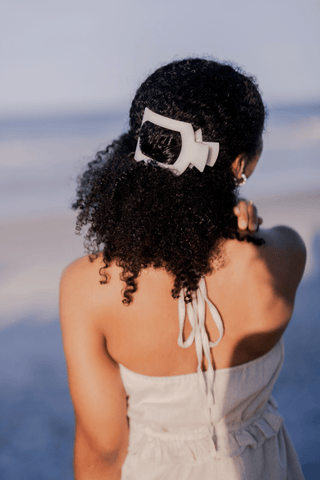 Coconut White Large Flat Square Hair Clip, TELETIES - A Blissfully Beautiful Boutique